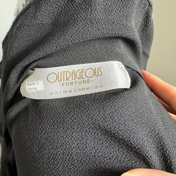 Outrageous Fortune Plus ruffle wrap dress with fluted sleeve in black - Picture 10 of 11